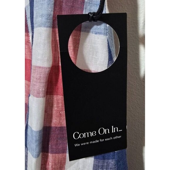 Revolve Privacy Please Dress Sz XS Emilia Mini Linen Plaid Cottagecore Patriotic - Picture 9 of 12